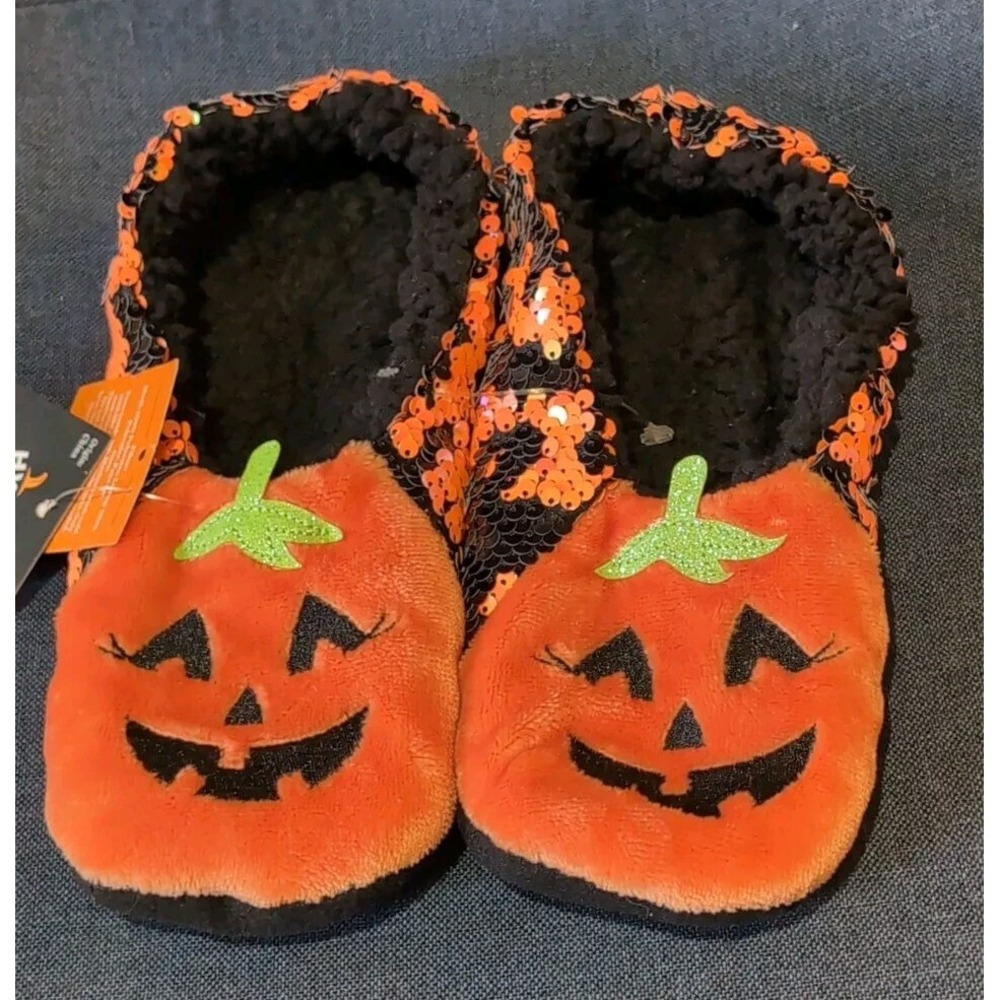 Hyde And Eek!: (Halloween) Slipper Socks, Size Womens M 8-10, Color Orange, NWT
